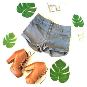 High waist grey/green shorts